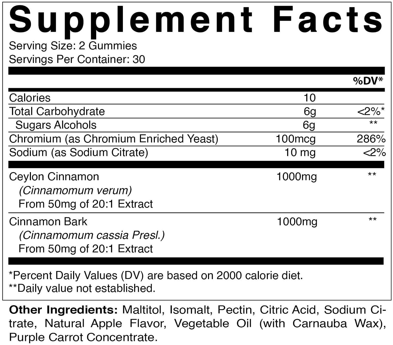 Sugar Free Cinnamon with Chormium 60 Gummies