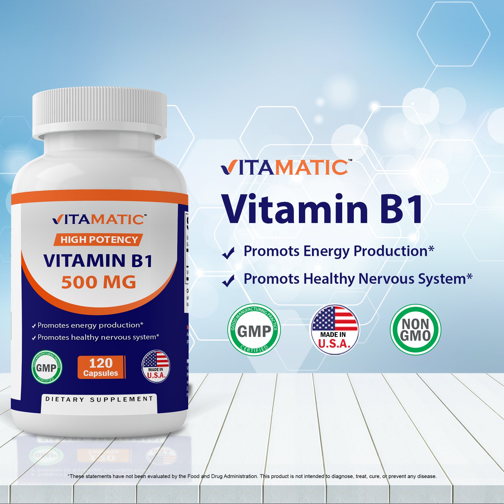 Vitamin B1 (Thiamine) 500mg, 120 Capsule