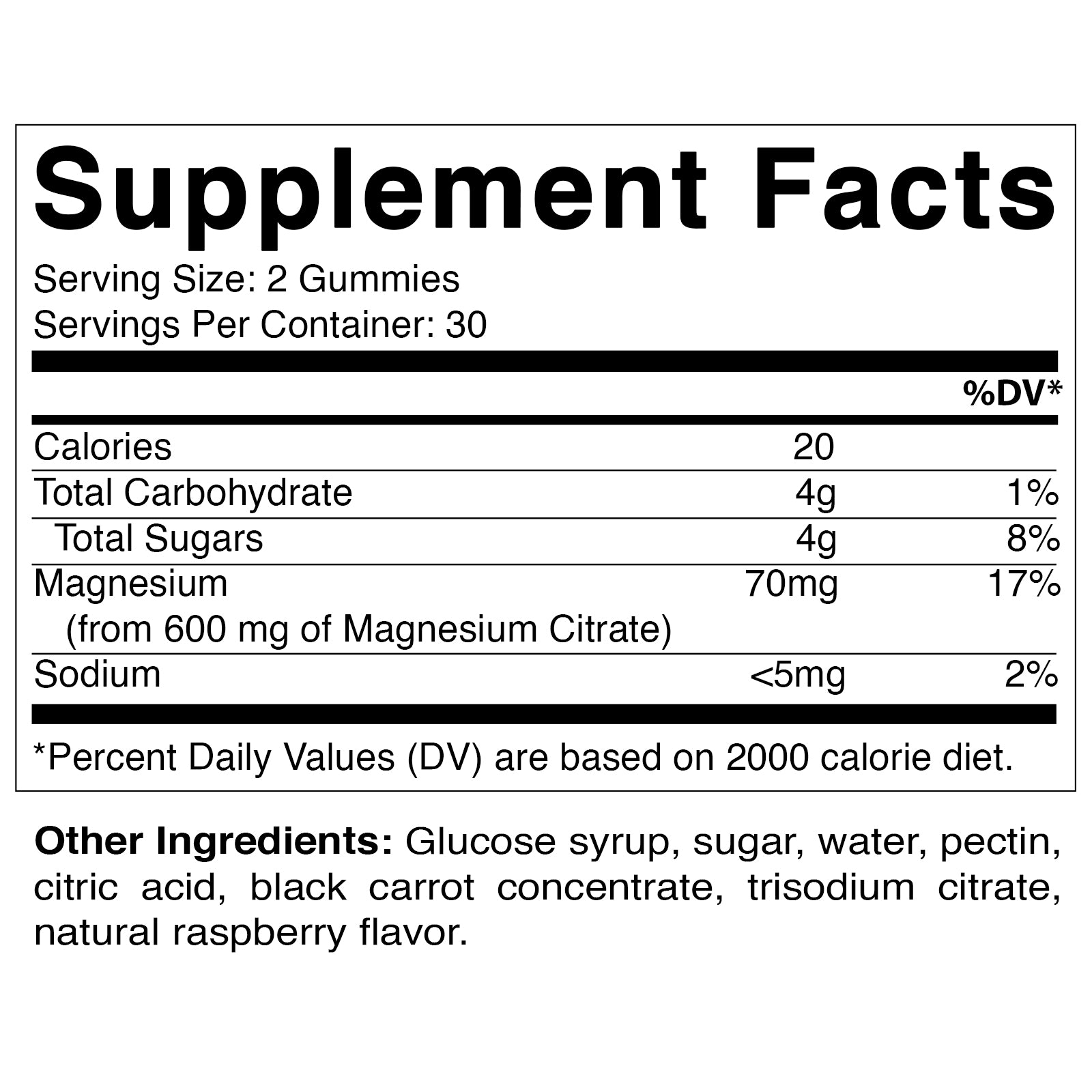 Magnesium Citrate 600mg 60 Vegan Gummies