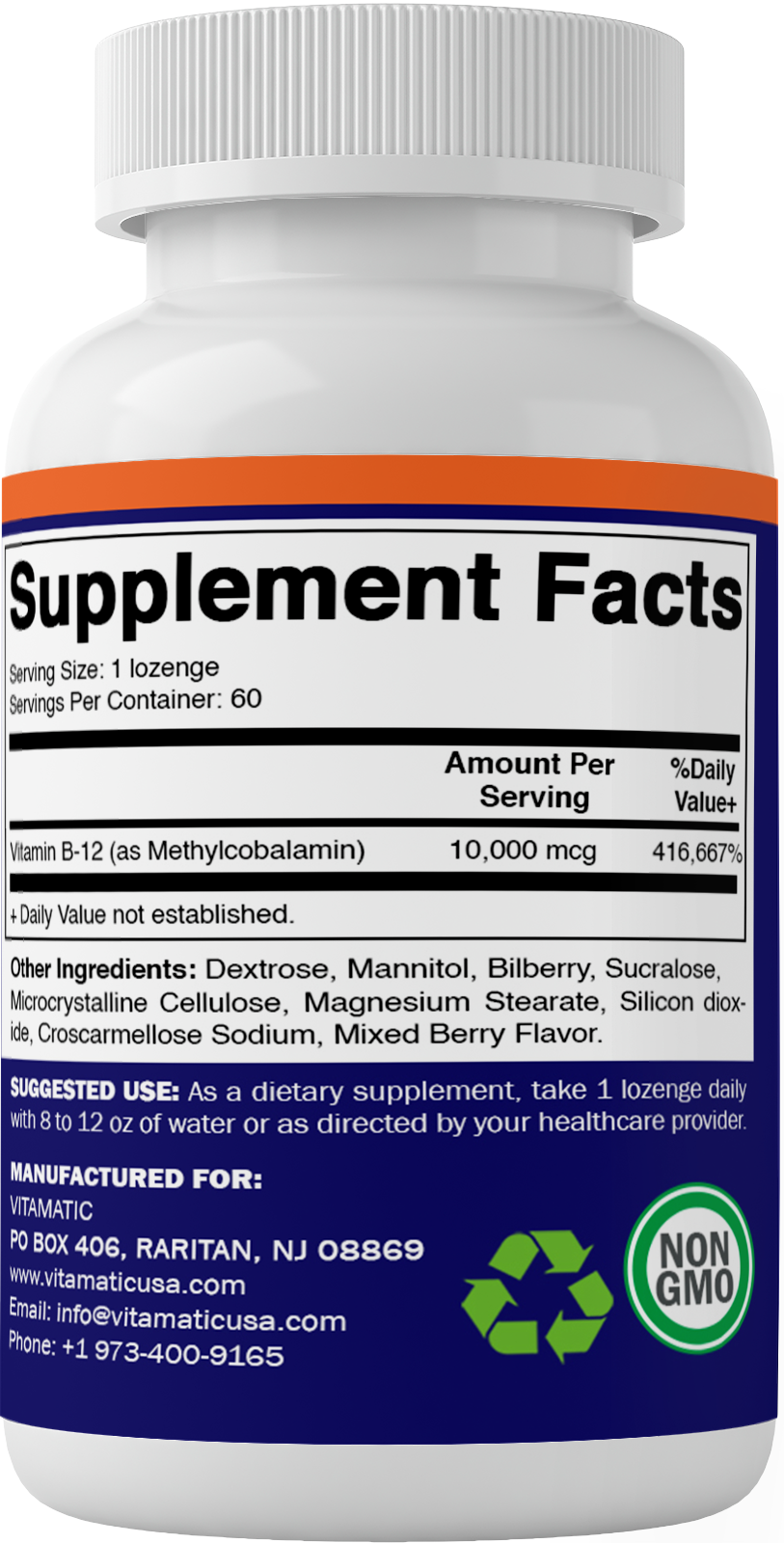 Methyl B12 (Methylcobalamin) 10,000 mcg 60 Lozenges