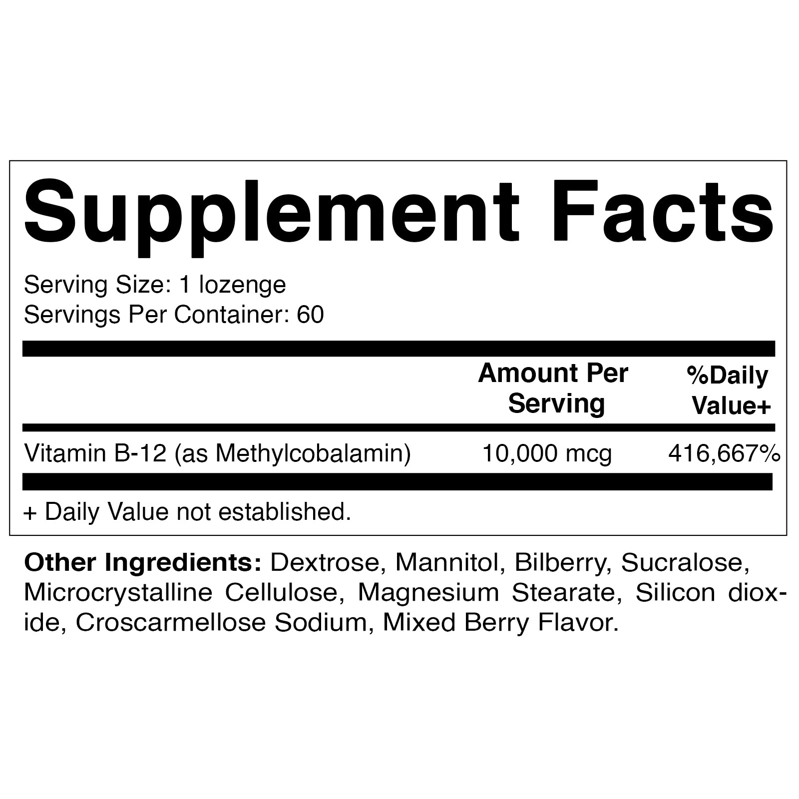 Methyl B12 (Methylcobalamin) 10,000 mcg 60 Lozenges