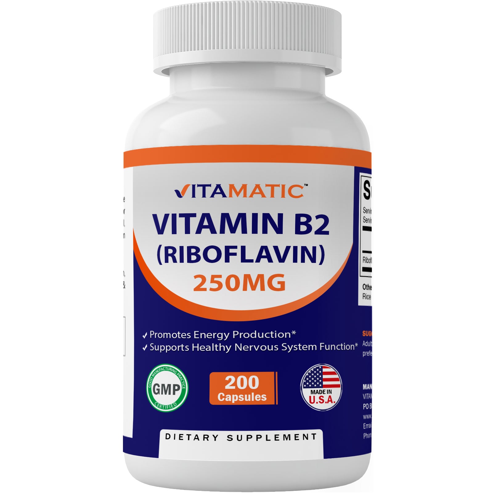 Vitamin B2 250 mg 200 Capsules