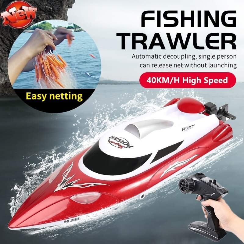 RC Boat HJ809 High Speed RC Fishing Trawler Boat 40 KM/H 2.4GHz Capsizing Reset Anti jamming Protection