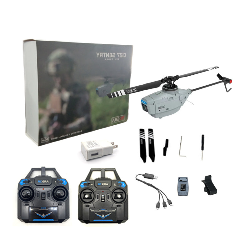 RCERA C127 RC Helicopter 2.4G 4CH 6-Axis Gyro Altitude Hold Optical Flow Localization Flybarless RTF Sentry Helicopter 720P Drone