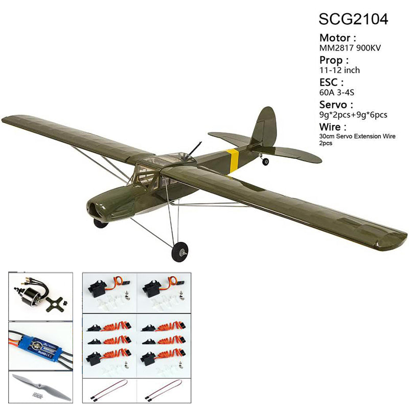 DWHobby Balsa wood Plane Army Green Fi156 Fieseler Storch Large Electric or Gas Power Fixed Wing Balsa Plane 1600mm Wingspan