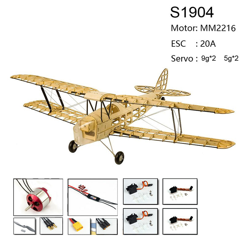 Balsa wood Plane DWHobby Mini Tiger Moth S19 Large Electric Fixed Wing Plane Balsa Kits 1000mm Wingspan