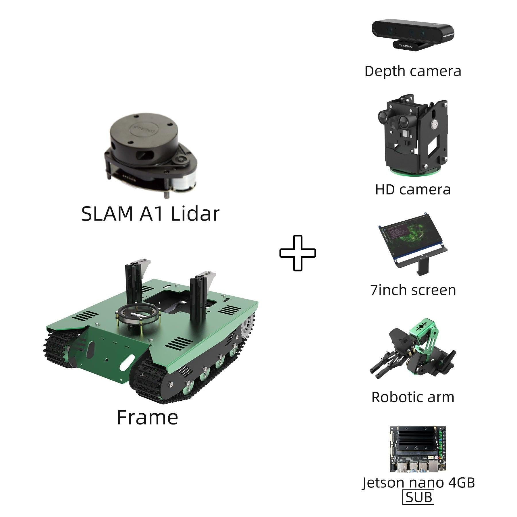 Yahboom ROS Transbot STEM Education Python Programming Robot with Lidar Depth camera for Jetson NANO 4GB(B01/SUB)