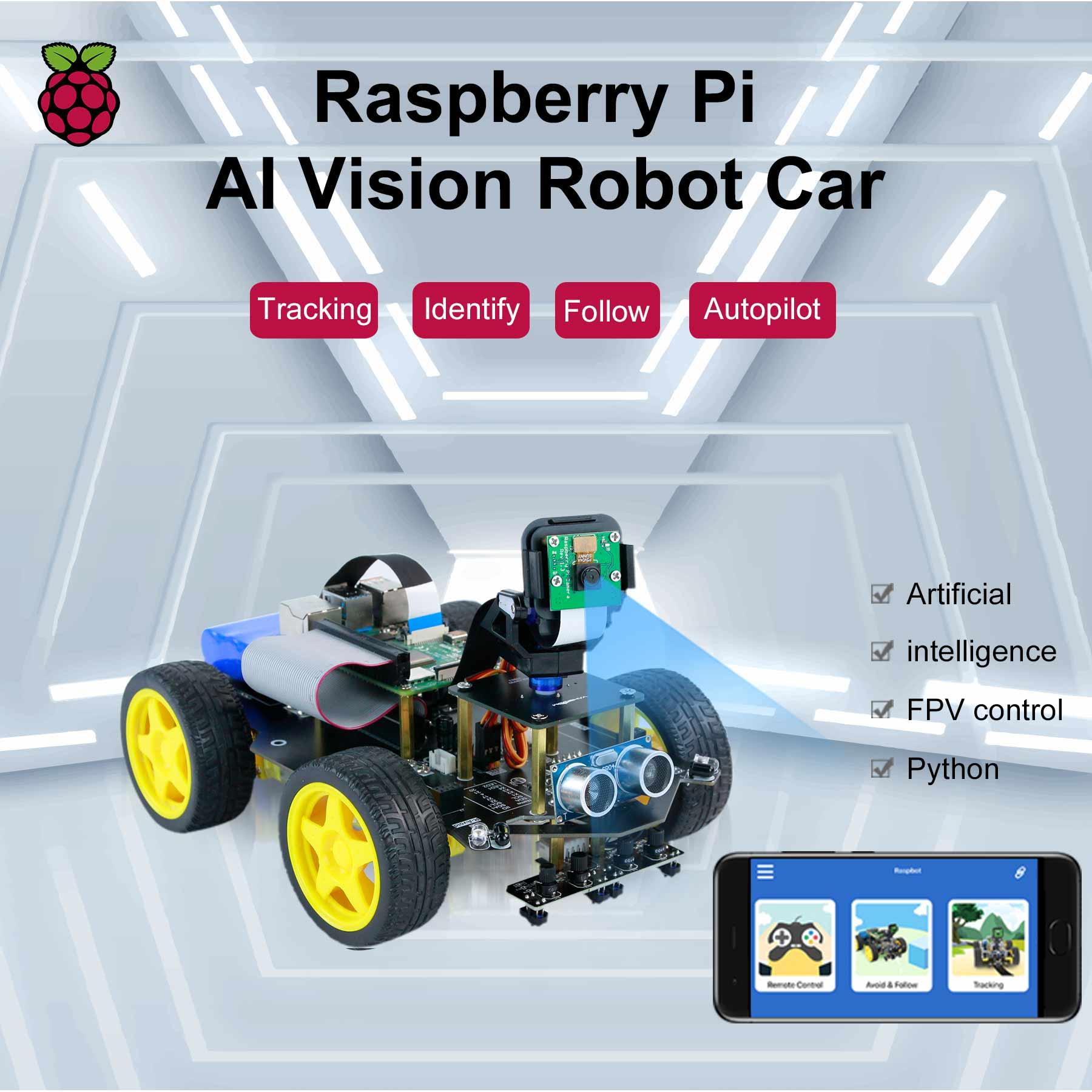 Yahboom Raspbot AI Vision STEM Education Robot Car with FPV Camera for Raspberry Pi 4B