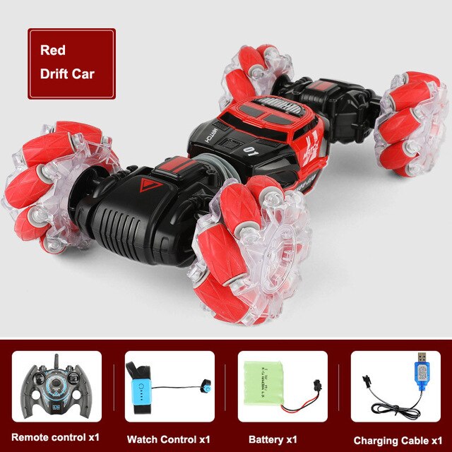 4WD RC Stunt Car Watch Control Gesture Induction Deformable Electric RC Drift Car Toy with LED Light