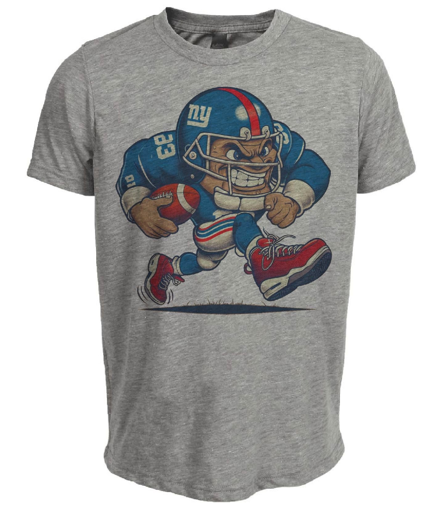 New York Giants Retro Football Mascot Artwork Heather Gray Sublimated T-Shirt