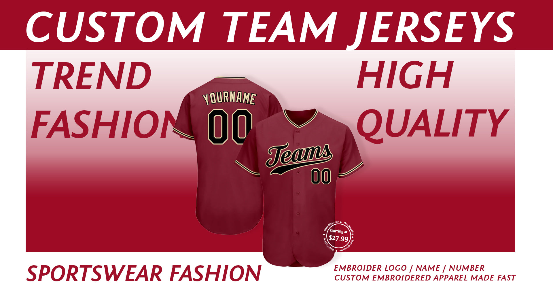 customized baseball jerseys crimson