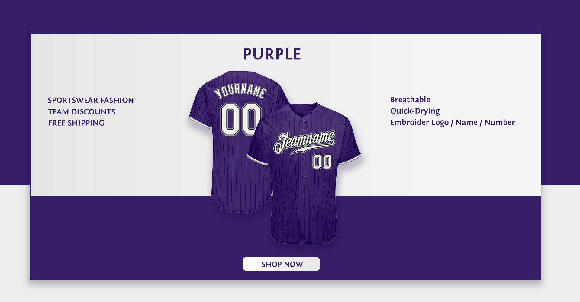 custom embroidered purple baseball jerseys