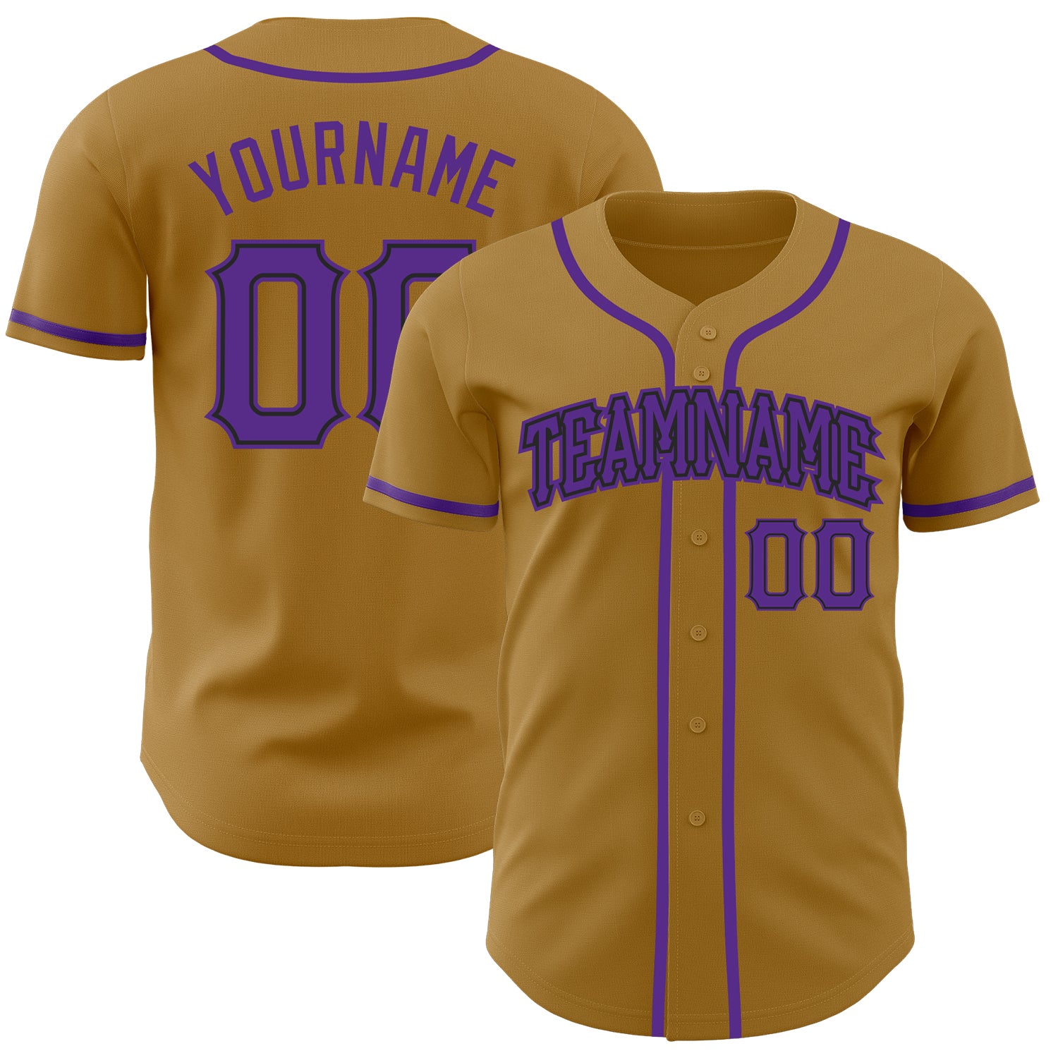 Custom Old Gold Purple-Black Authentic Baseball Jersey