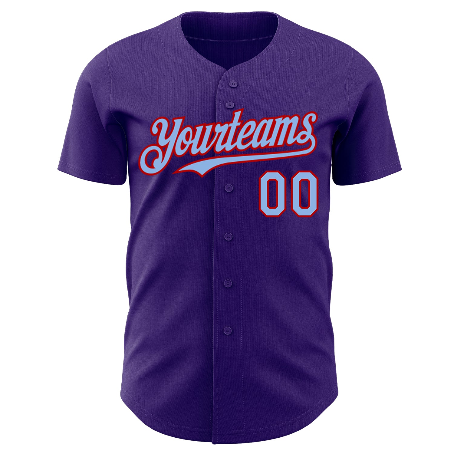 Custom Purple Light Blue-Red Authentic Baseball Jersey