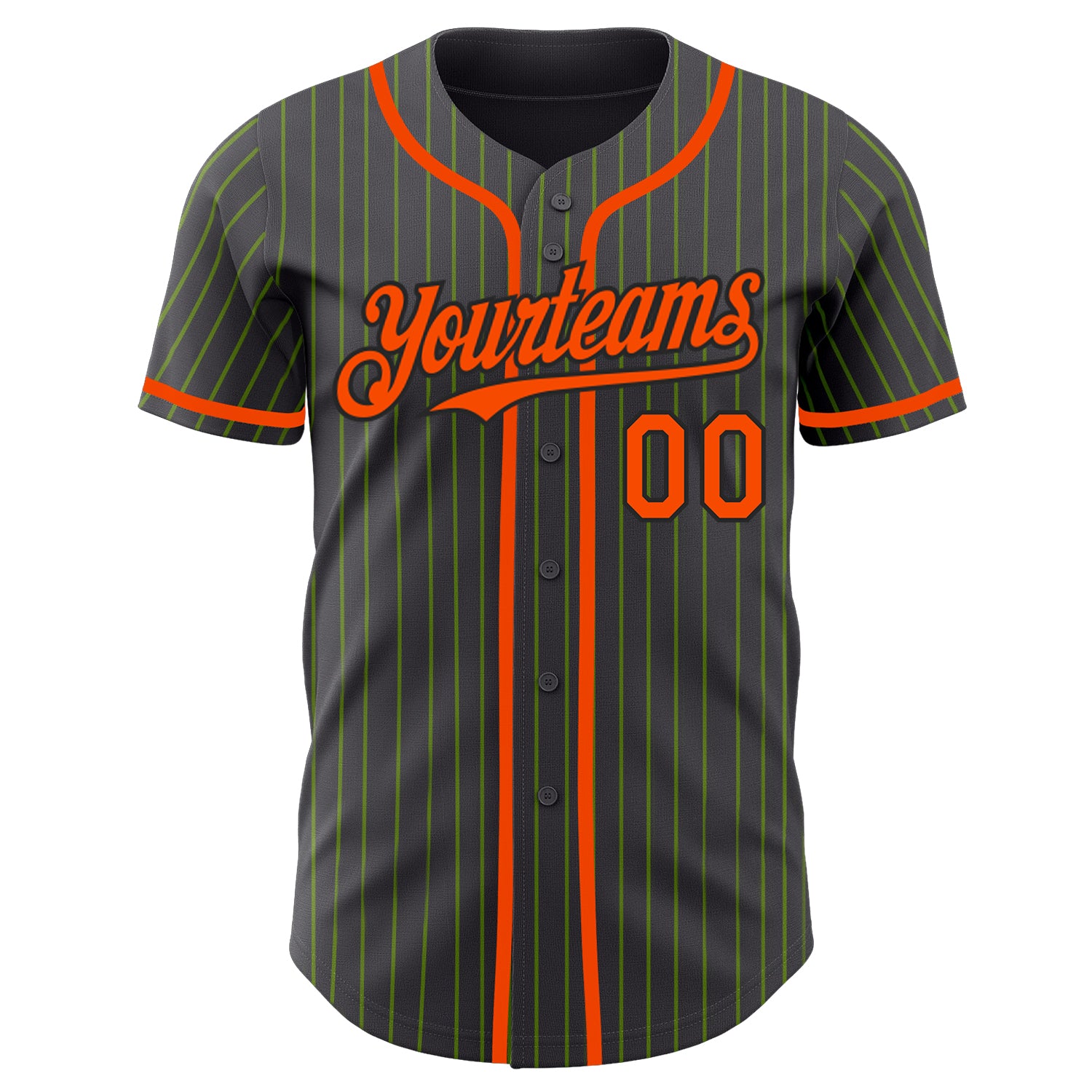 Custom Steel Gray Neon Green Pinstripe Orange-Black Authentic Baseball Jersey