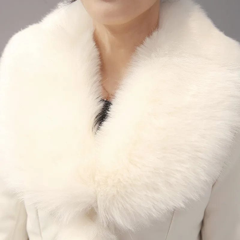 Farina Fur Collar Leather Coat