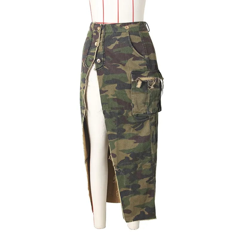 Harper High Split Camouflage Skirt