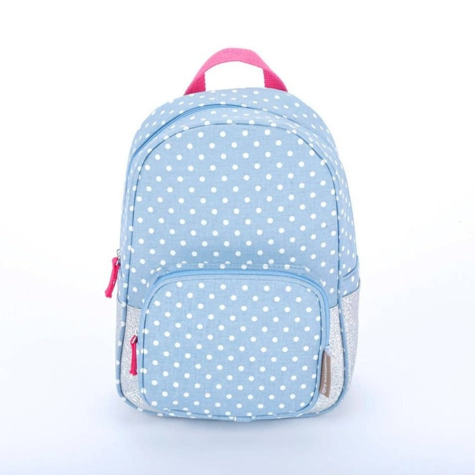 Preschool Mini Backpack: Blue Polka Dot