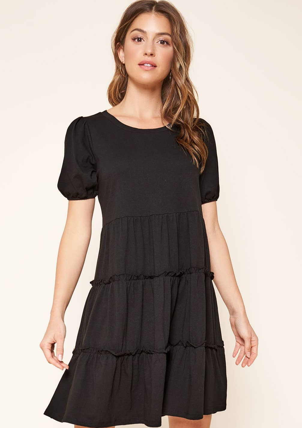 Maryam Puff Sleeve Dress - Black