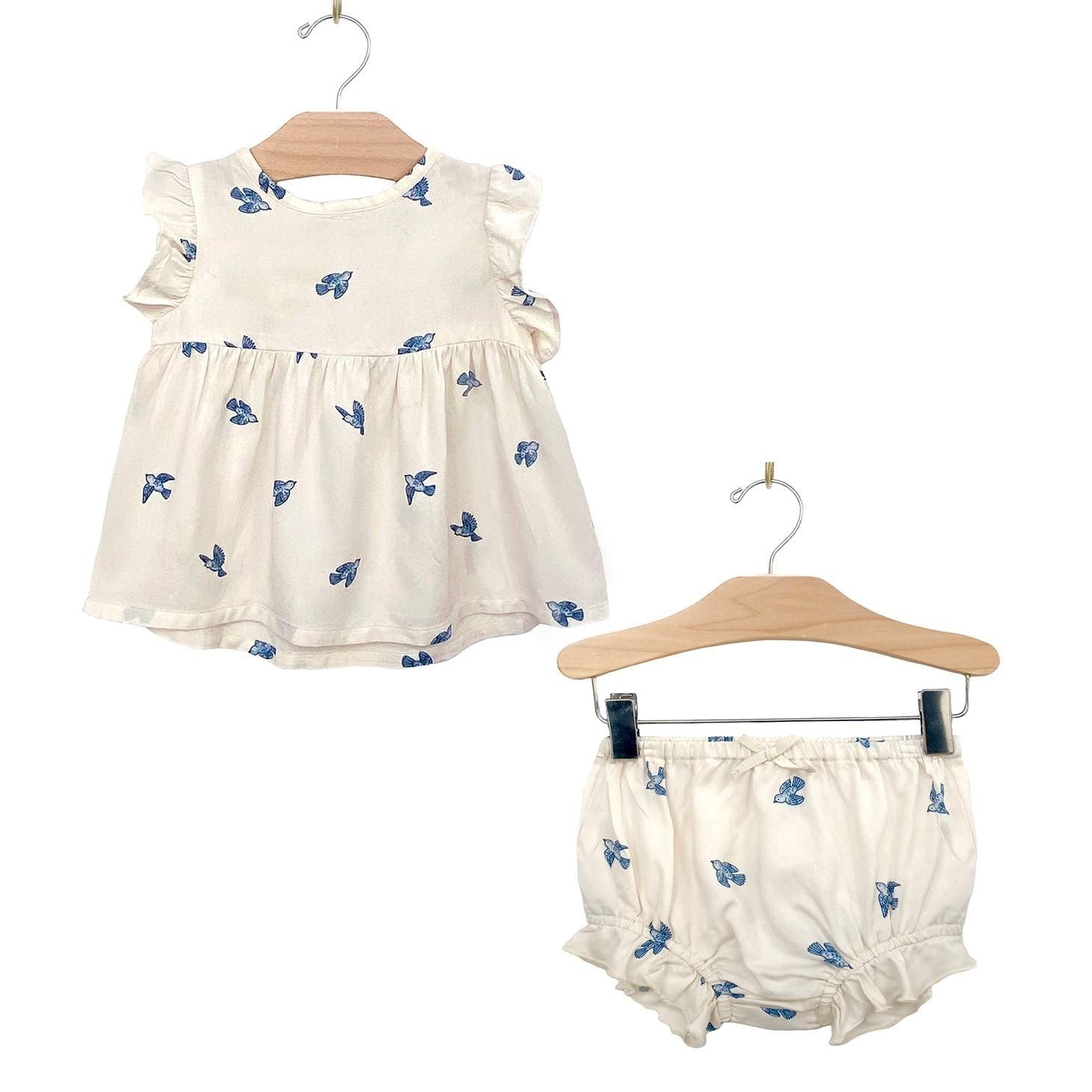 Bluebird Printed Dress + Bloomers Set