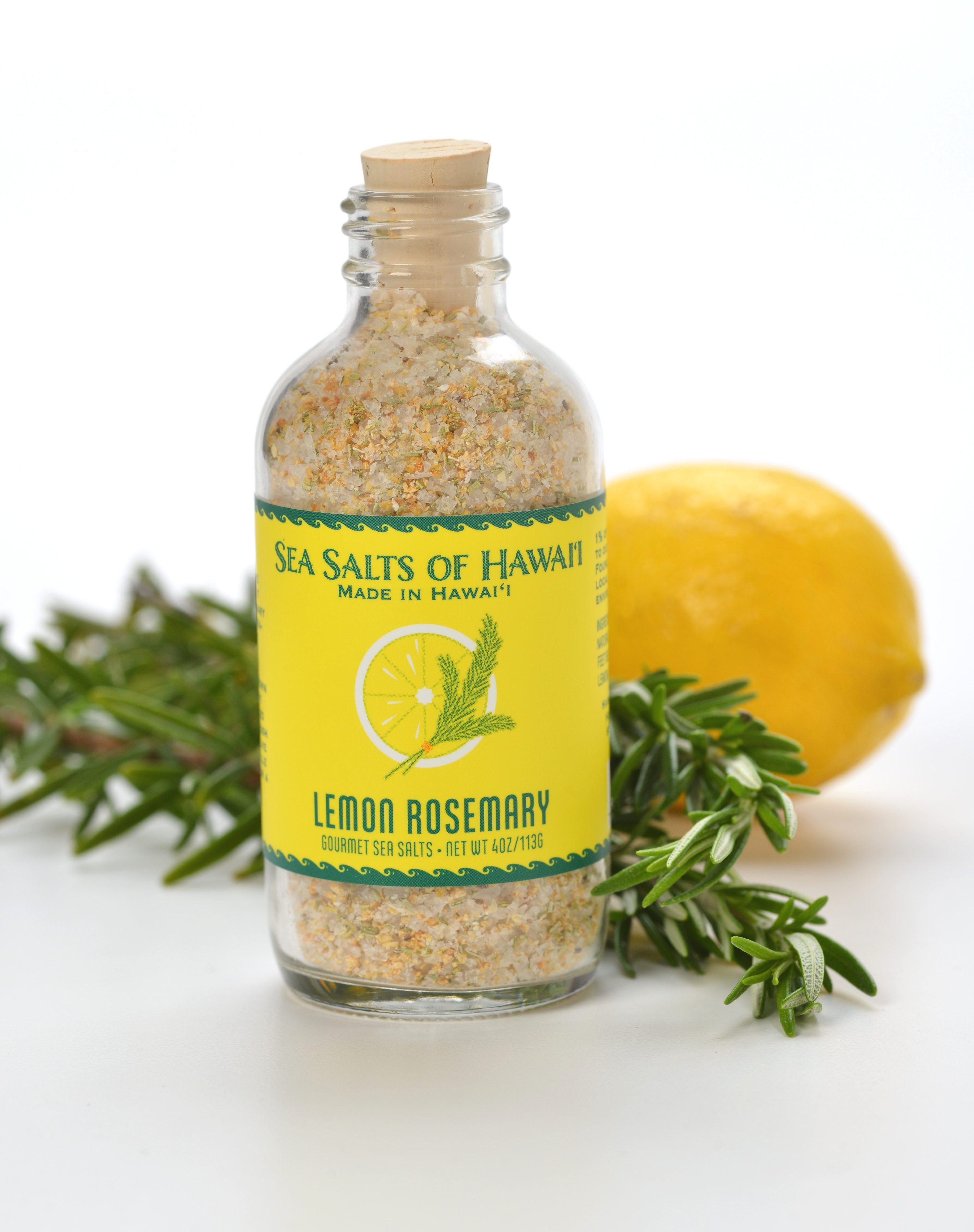 Lemon Rosemary Hawaiian Sea Salt - 4 ounce bottle