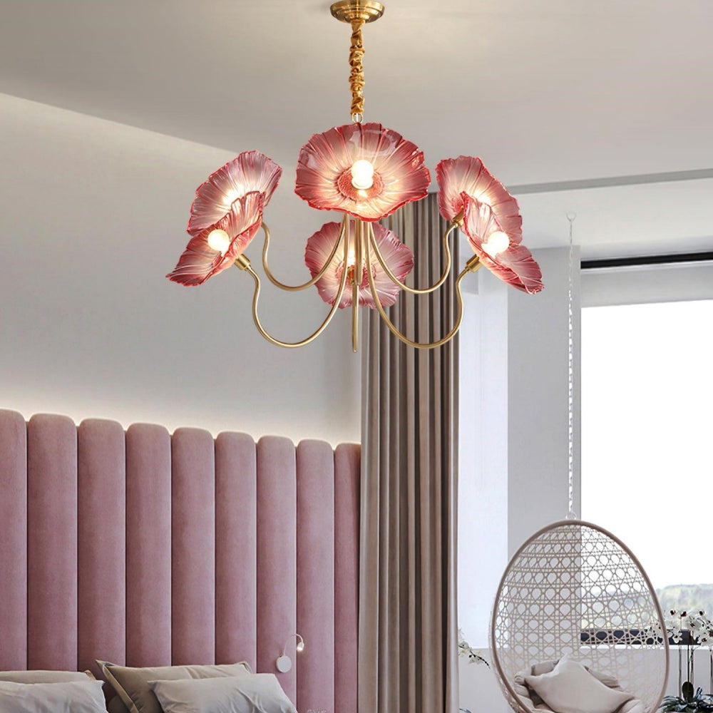 Modern Lotus Leaf Glass Living Room Chandelier