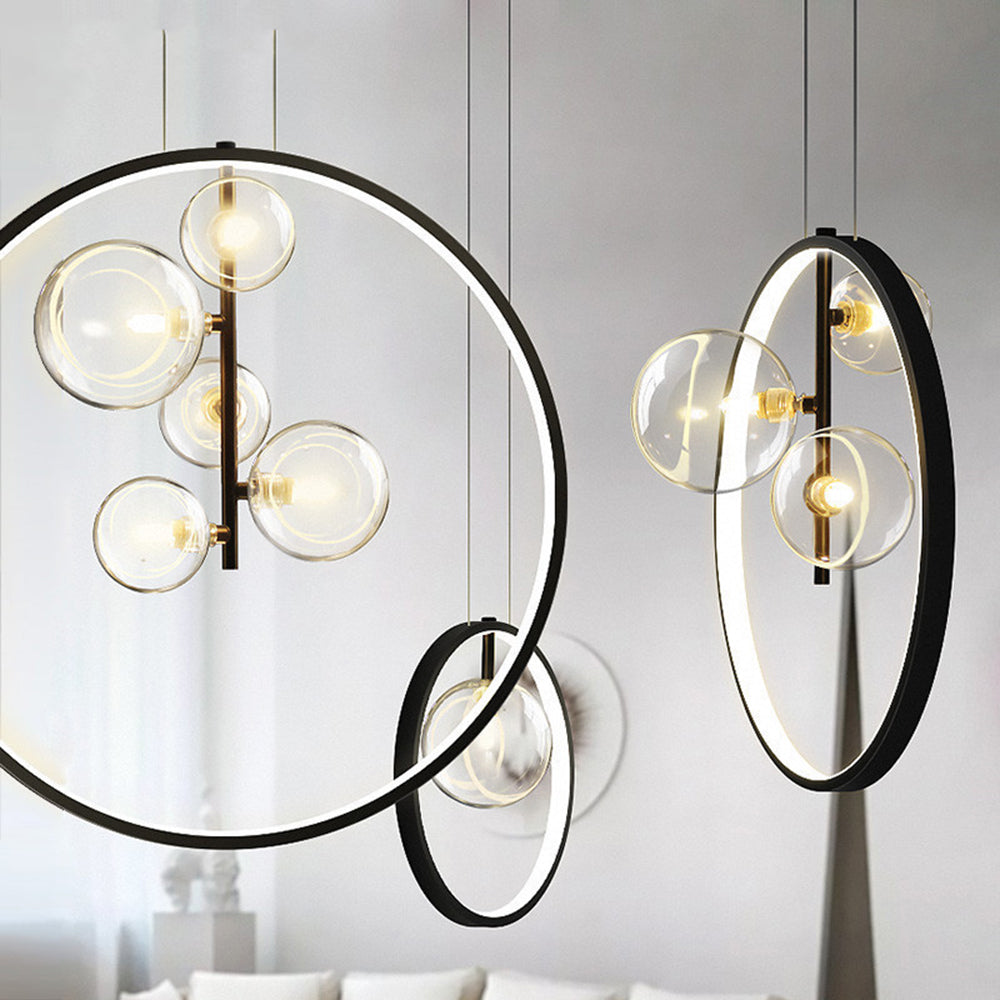 Nordic Bubble Glass Pendant Lamps with Ring