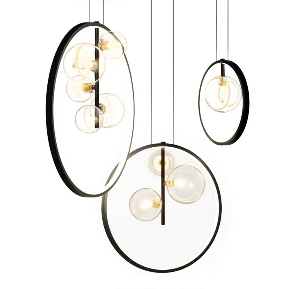 Nordic Bubble Glass Pendant Lamps with Ring