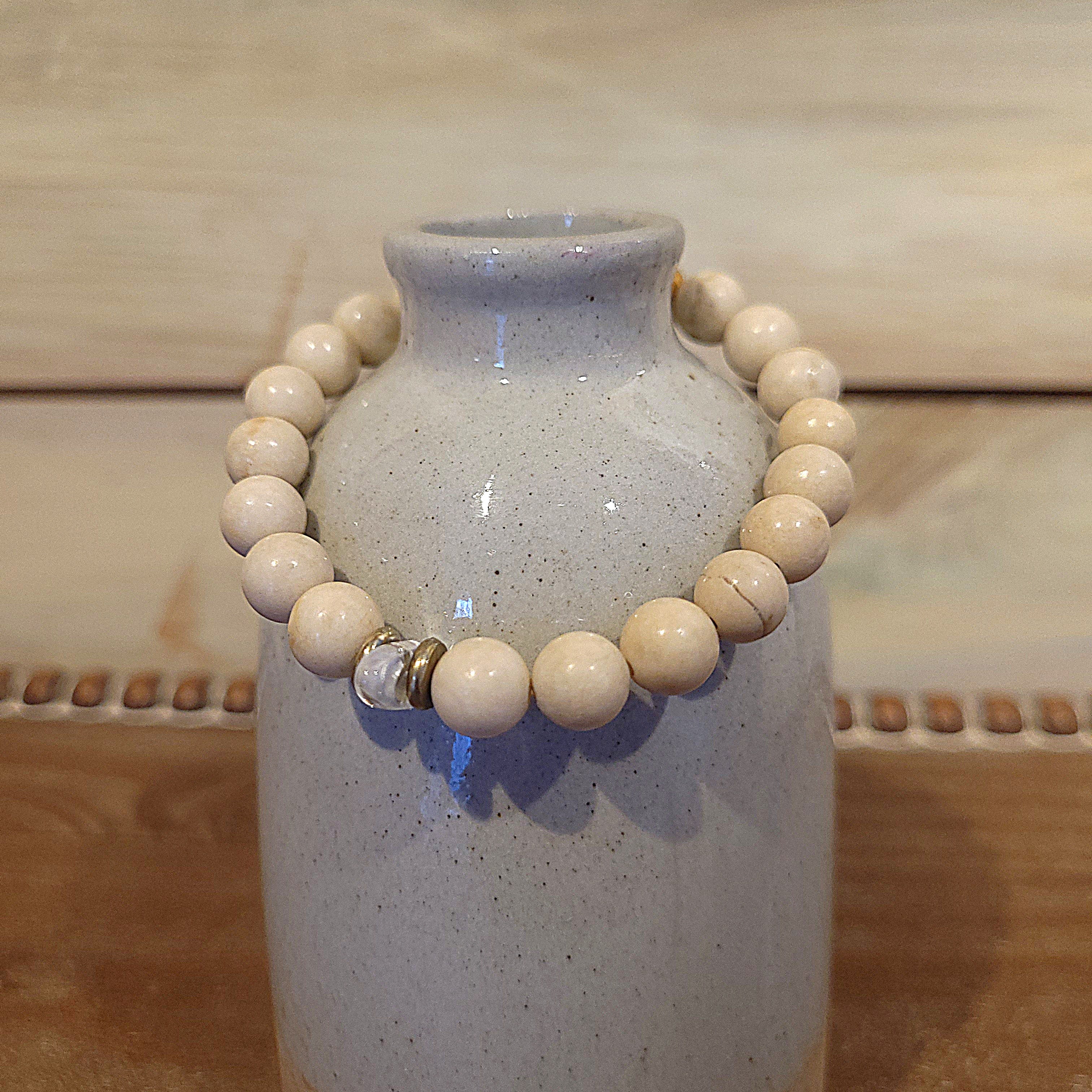 White Jasper & Crystal Bracelet