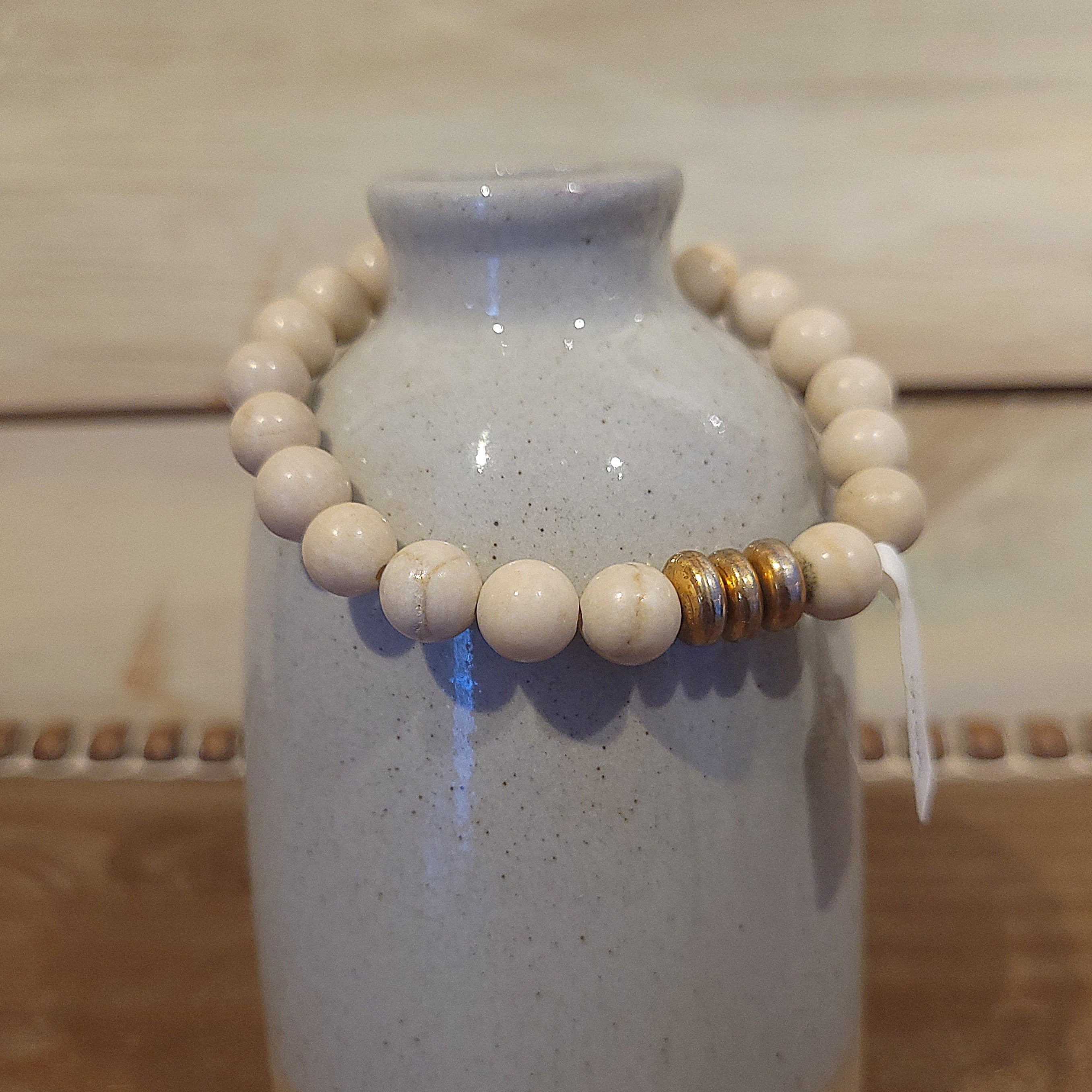 White Jasper & Crystal Bracelet