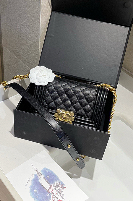 Chanel Boy Flap Quilted Medium Caviar Bag