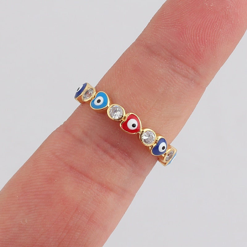 Rainbow Evil Eye Ring