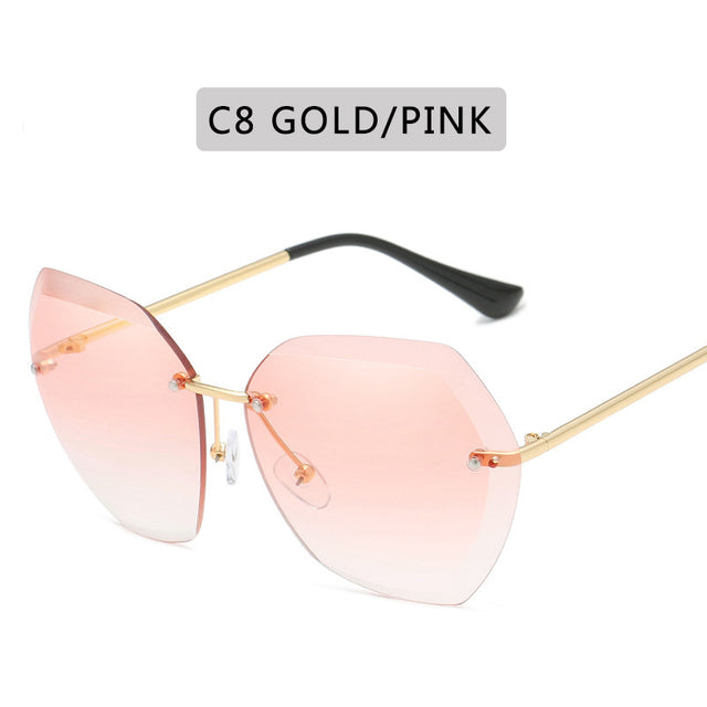 2020 New Fashion Brand Design Vintage Rimless Pilot Sunglasses Women Men Retro Cutting Lens Gradient Sun Glasses Female UV400