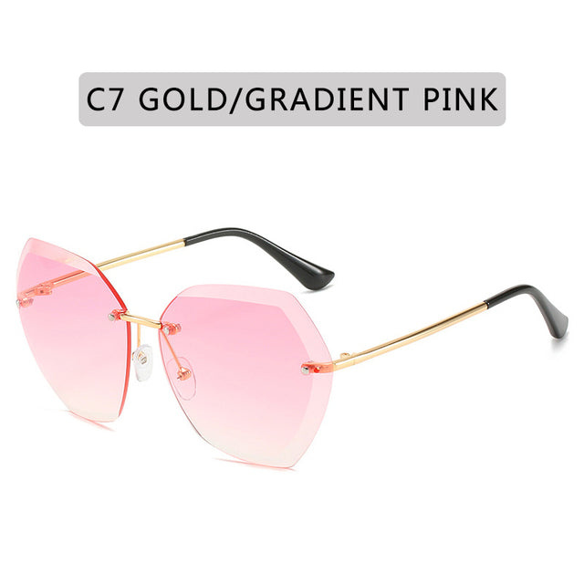 2020 New Fashion Brand Design Vintage Rimless Pilot Sunglasses Women Men Retro Cutting Lens Gradient Sun Glasses Female UV400