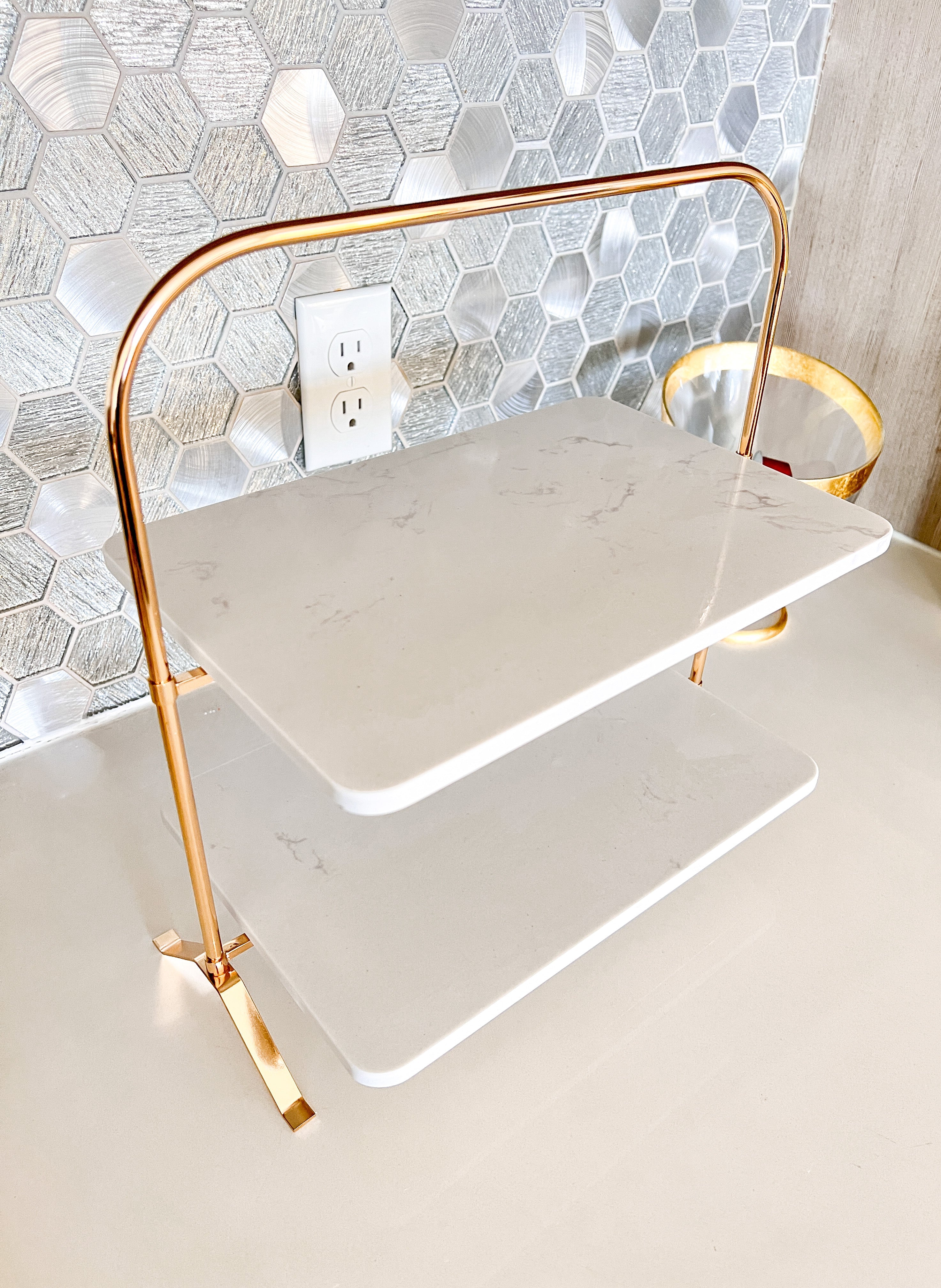 Gold Marble 2-Tier Stand