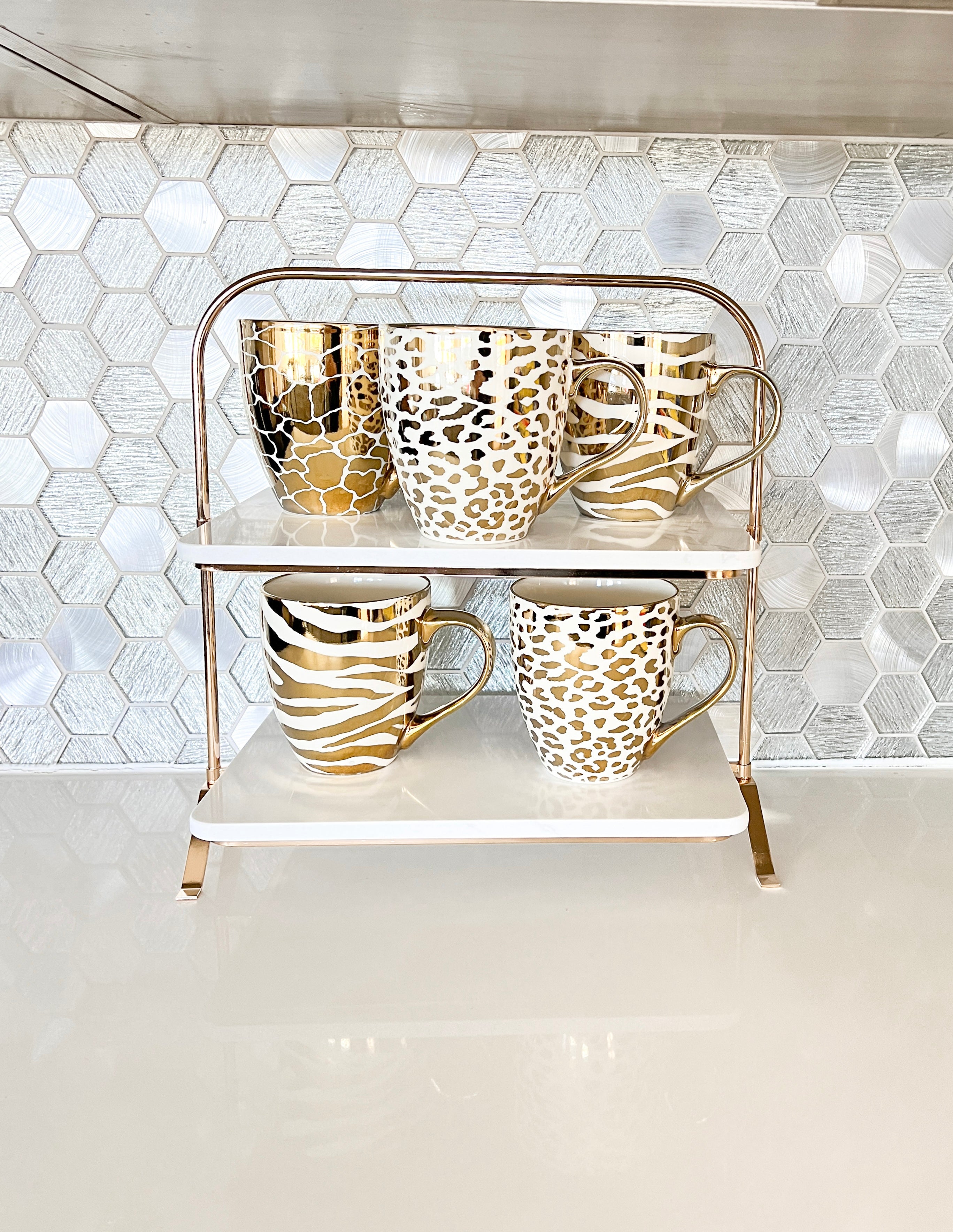 Gold Marble 2-Tier Stand