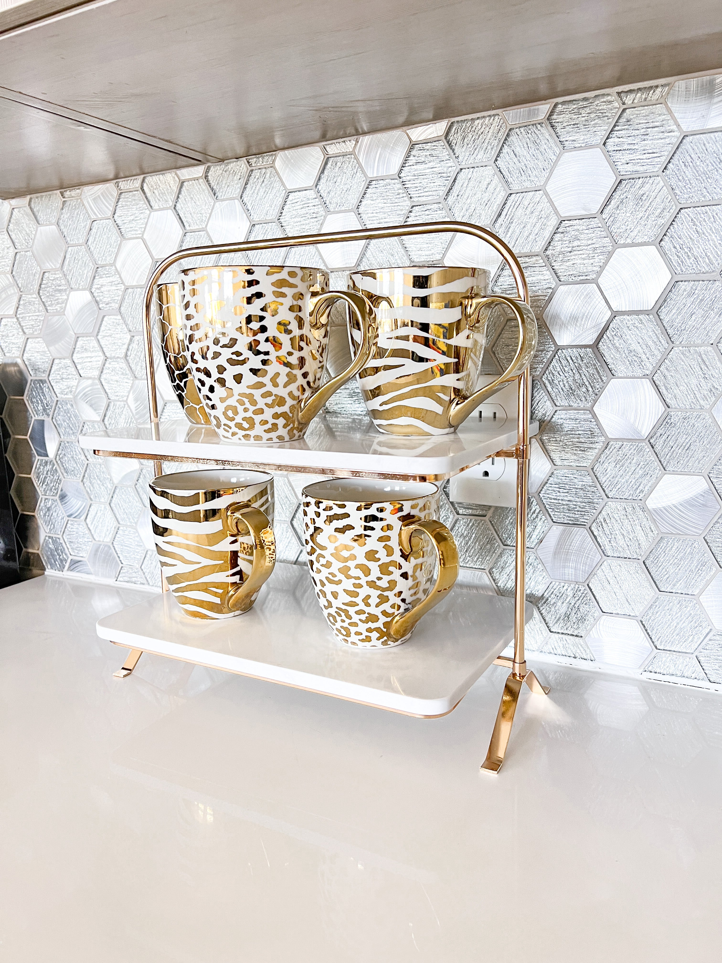 Gold Marble 2-Tier Stand