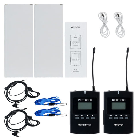 RetekessTT124双方向ワイヤレスガイドシステム 発信機*1+受信機*1 ミュート可能 超長距離 工場見学