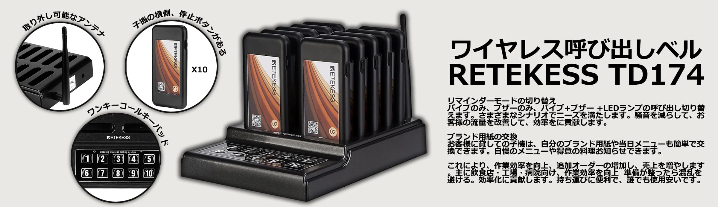 ワイヤレス呼び出しベルtd174