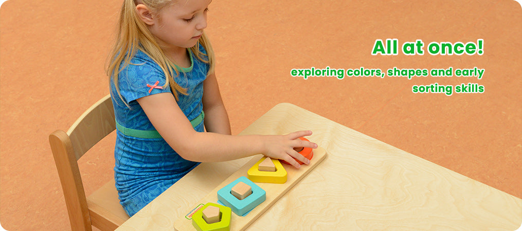 All at once!  exploring colors, shapes and early sorting skills