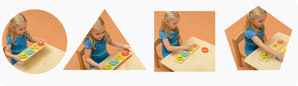 Children will stimulate fine motor skills and shape recognition with this peg puzzle.