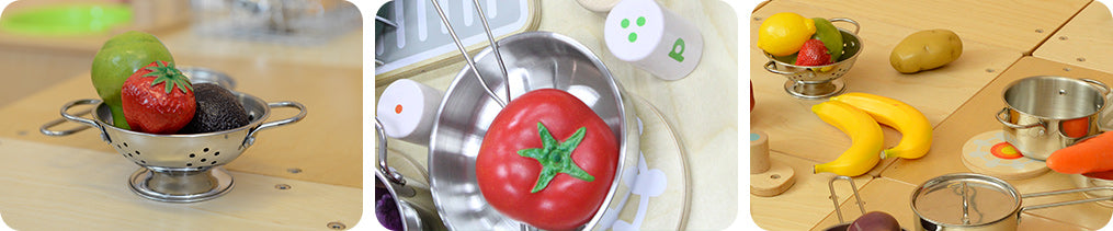 The kitchen utensils that look the same as reality allow children to approach real life while playing