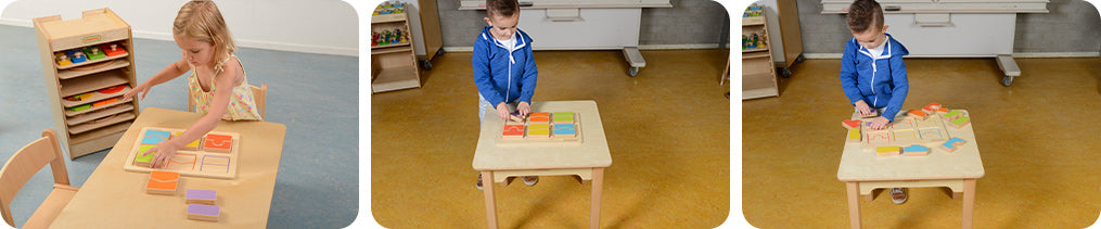Children develop early logic skills with the shapes puzzles.
