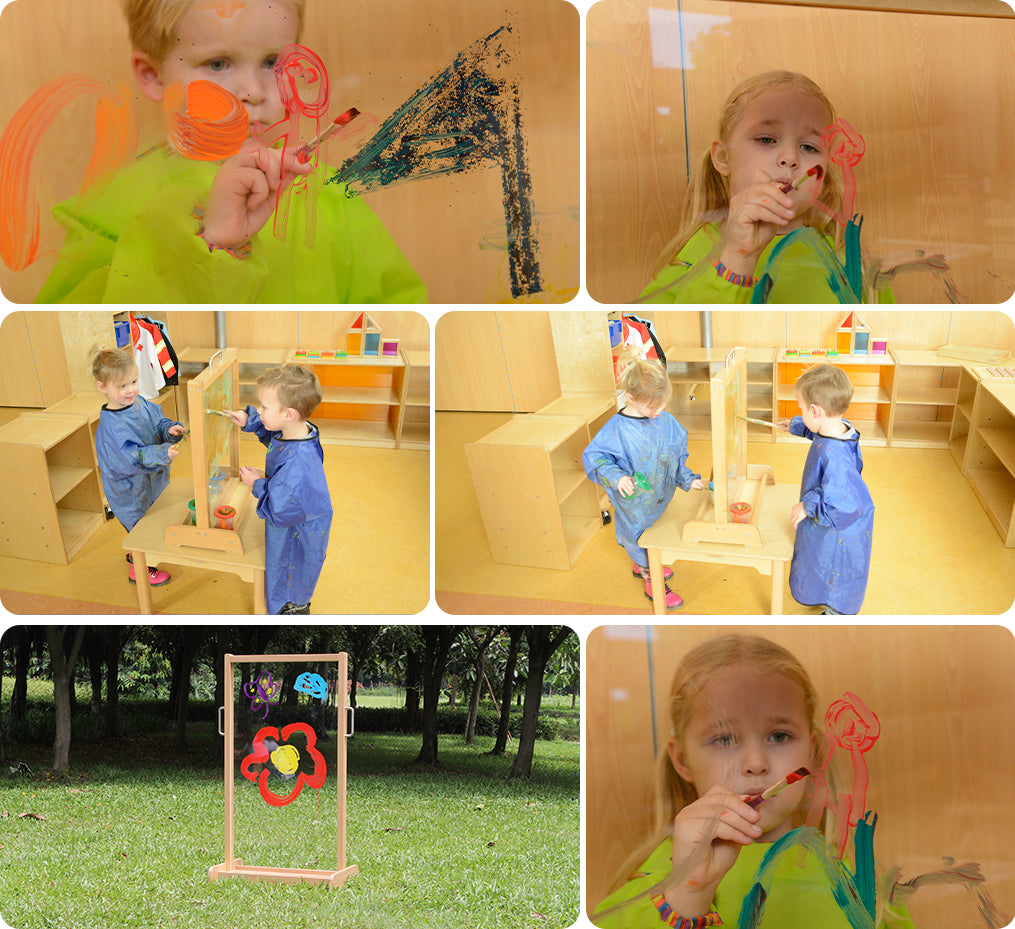 Trays on 2 sides can hold most colour cups. Stainless steel handles on 2 sides make moving the painting window easy.