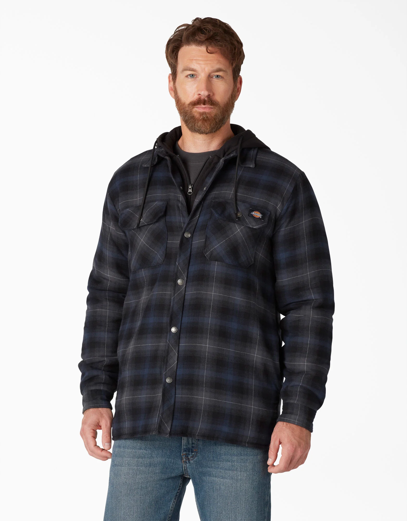 Dickies Fleece Hooded Flannel Shirt Jacket ***