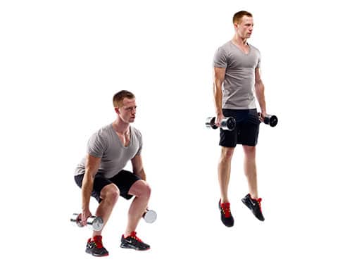 Dumbbell jumping squat