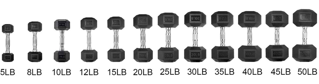 hex rubber dumbbell set