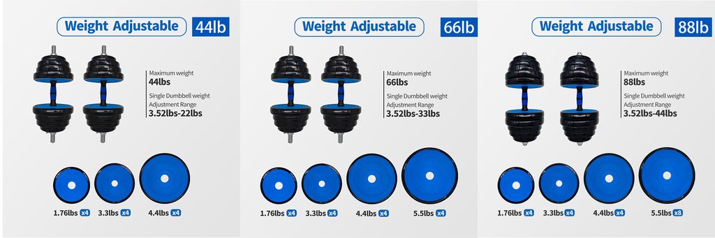 44lb/66lb/88lb barbell dumbbell set