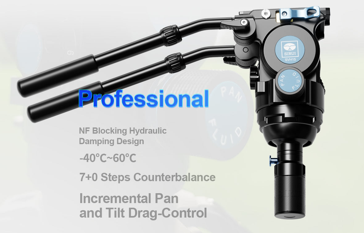 The SVH15 Drag Control Video Fluid Head is designed with full NF damping to ensure smooth operation from -40°C to 60°C. 7 levels of counterbalance and incremental pan and tilt drag controls balance cameras of different sizes and weights to provide ideal and comfortable operation.