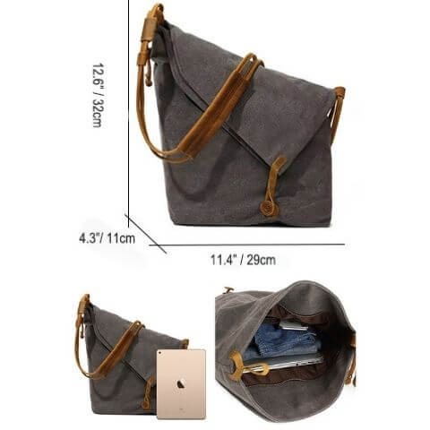 canvas crossbody messenger bag with size